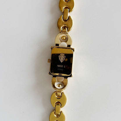 Gucci 1990s Interchangeable Strap Gold Plated Watch Watch with 3 belts, case