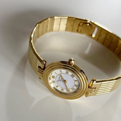 Dior 1990s Round Dial Gold Plated Watch