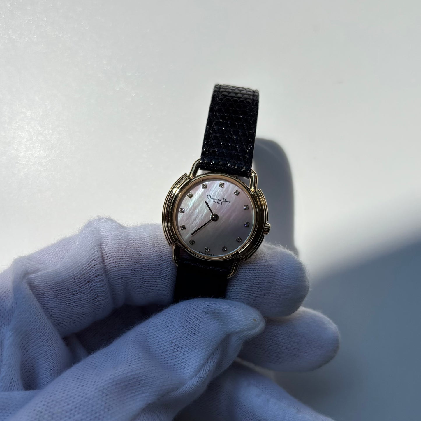 Dior 1990s Seashell Round Dial Gold Plated Watch