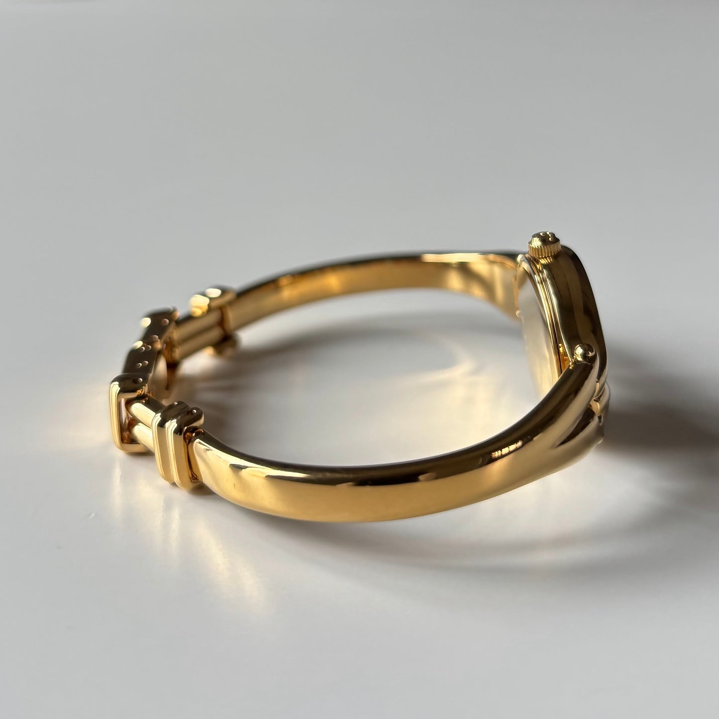 Burberry 1990s Round Dial Gold Plated Bangle Watch