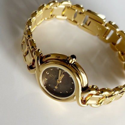 Fendi 1990s Seashell Dial Gold Plated Watch