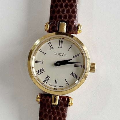 Gucci 1990s Round Dial Gold Plated Watch