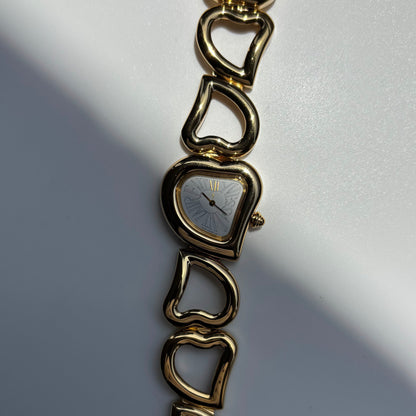 Yves Saint Laurent 1990s Heart Shaped Dial Band Gold Plated Watch (8/1)