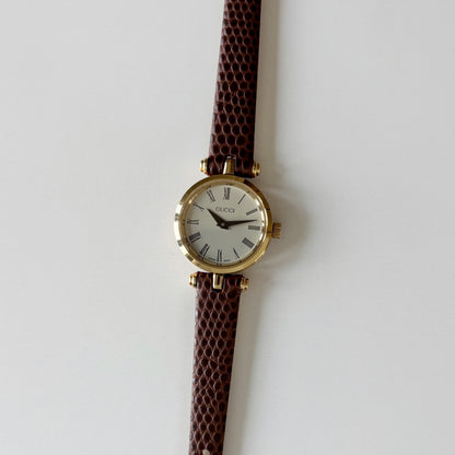Gucci 1990s Round Dial Gold Plated Watch