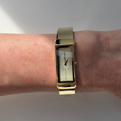 Yves Saint Laurent 1990s Rectangular Dial Gold Plated Watch
