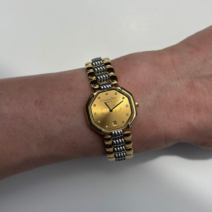 Dior 1990s Octagon Dial Two Tone Watch
