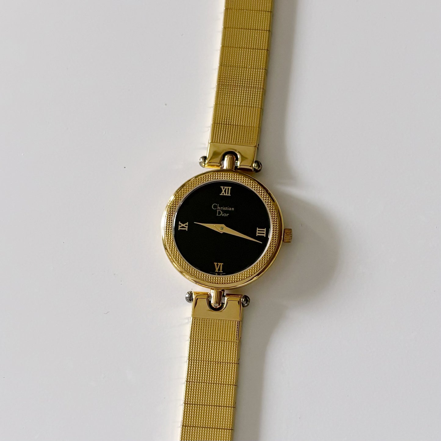 Dior 1990 Black Dial Gold Plated Watch (Women's)