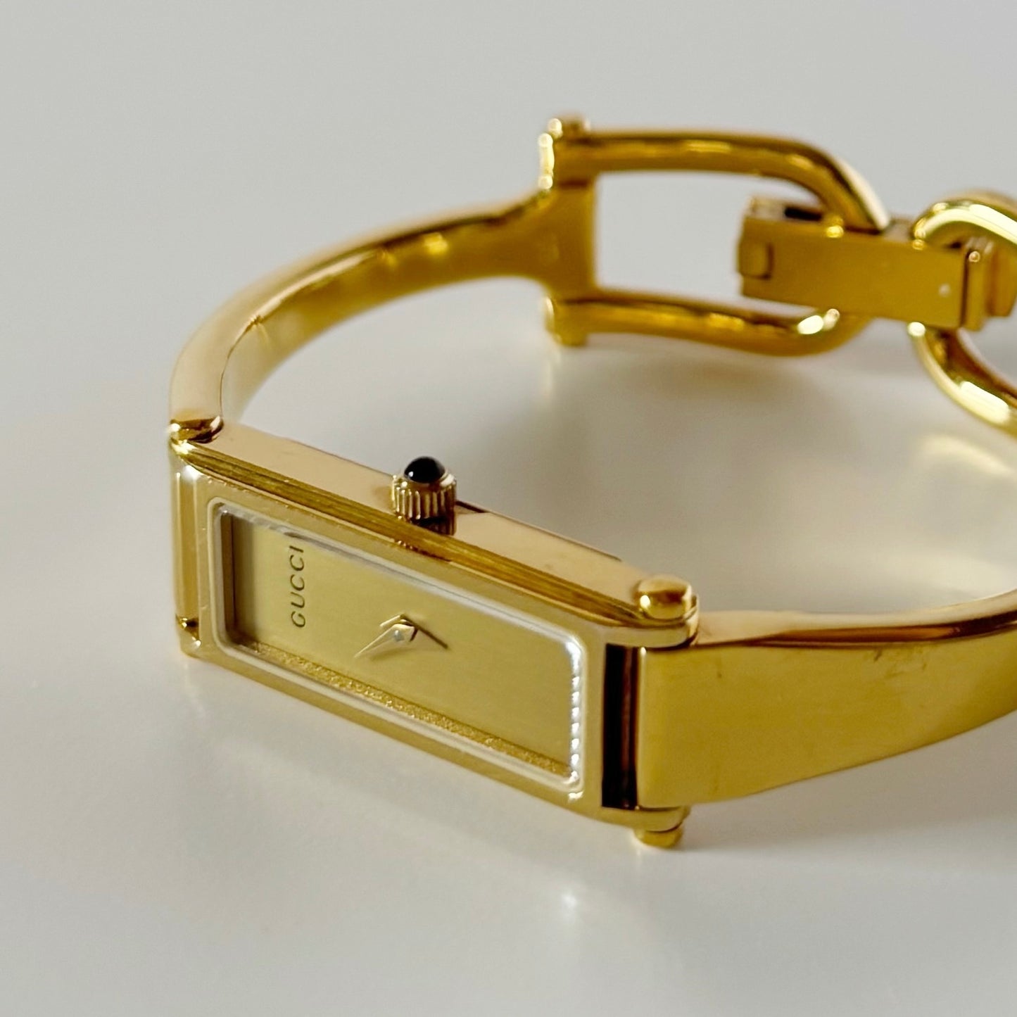 Gucci 1990s Gold Dial Gold Plated Bangle Watch (Small)