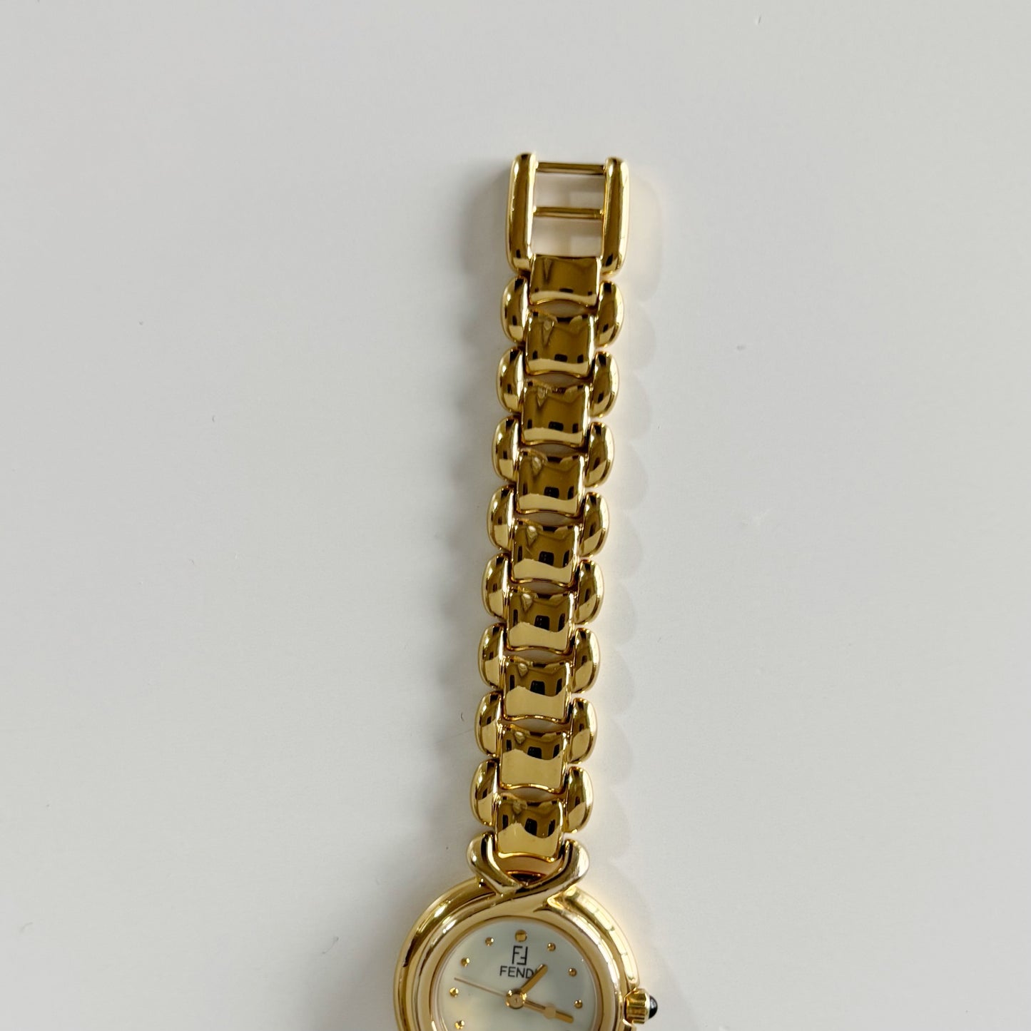 Fendi 1990s Seashell Dial Gold Plated Watch