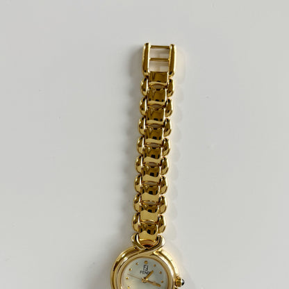 Fendi 1990s Seashell Dial Gold Plated Watch