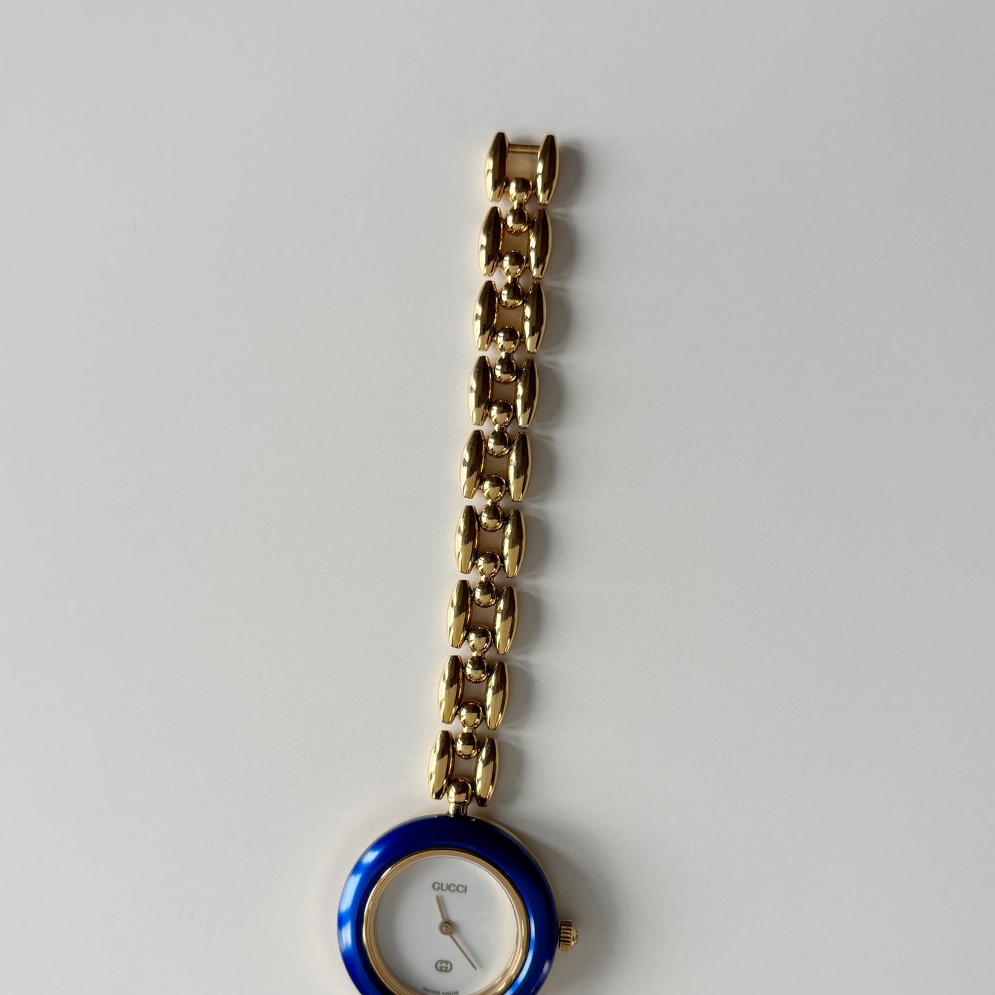 Gucci 1990s Interchangeable Bezel Gold Plated Rice Chain Watch with 6 bezels, case (170mm)