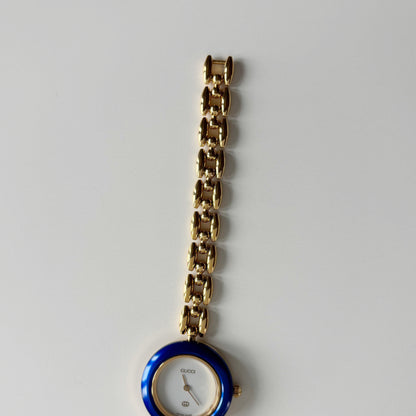 Gucci 1990s Interchangeable Bezel Gold Plated Rice Chain Watch with 6 bezels, case (170mm)