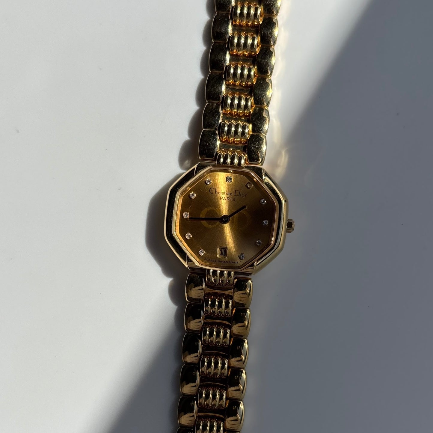 Dior 1990s Octagon Gold Plated Watch