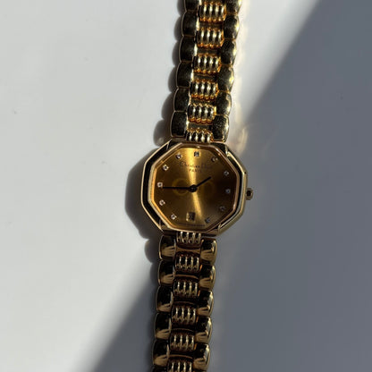 Dior 1990s Octagon Gold Plated Watch
