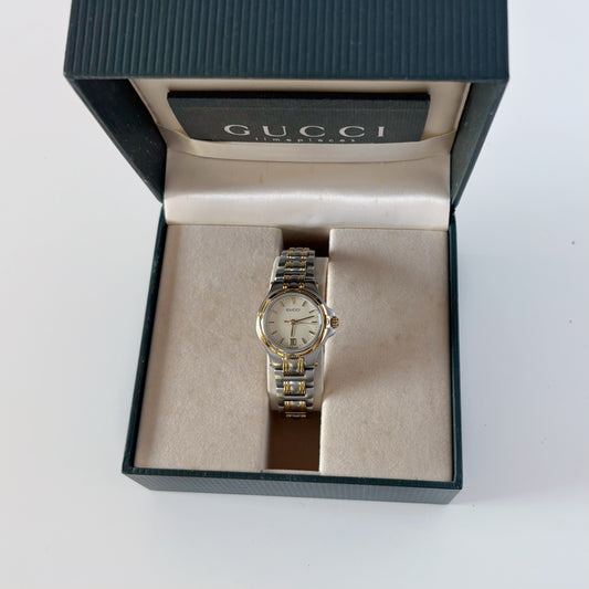 Gucci 1990s Date Gold Plated Two Tone Watch