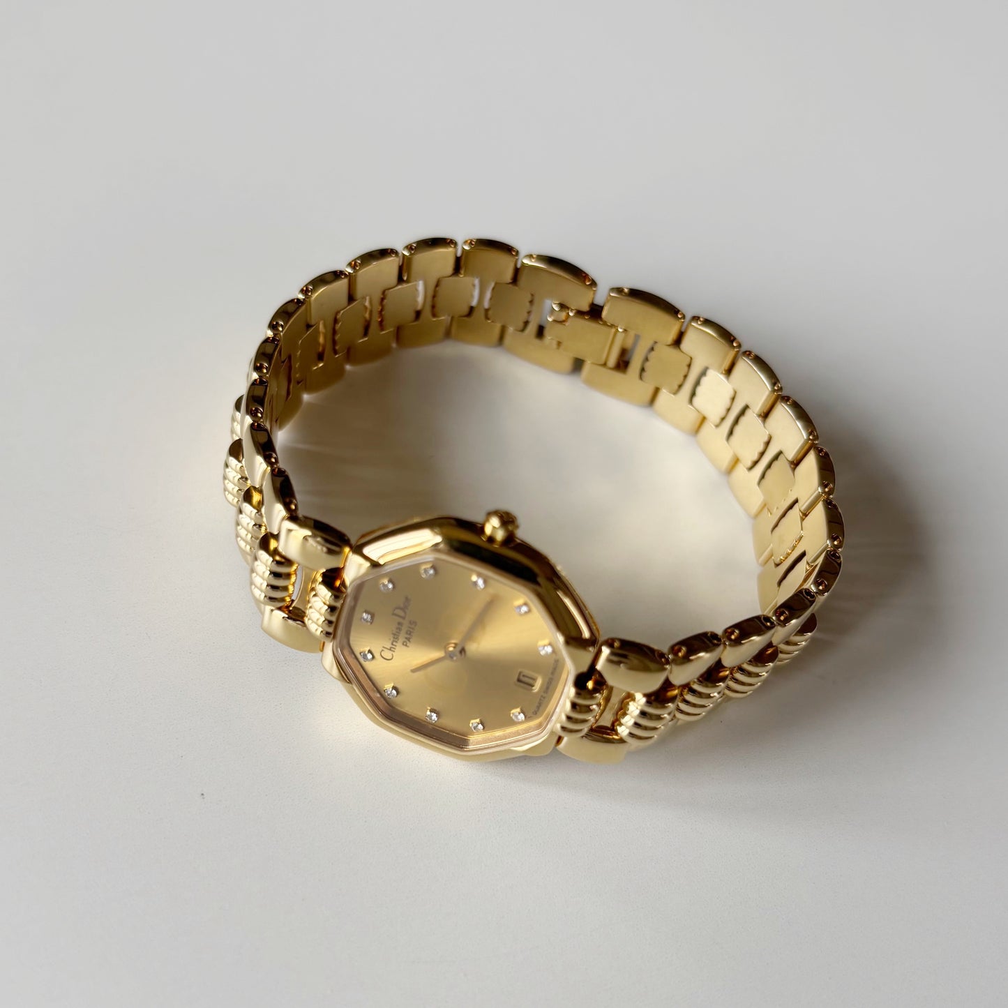 Dior 1990s Octagon Gold Plated Watch
