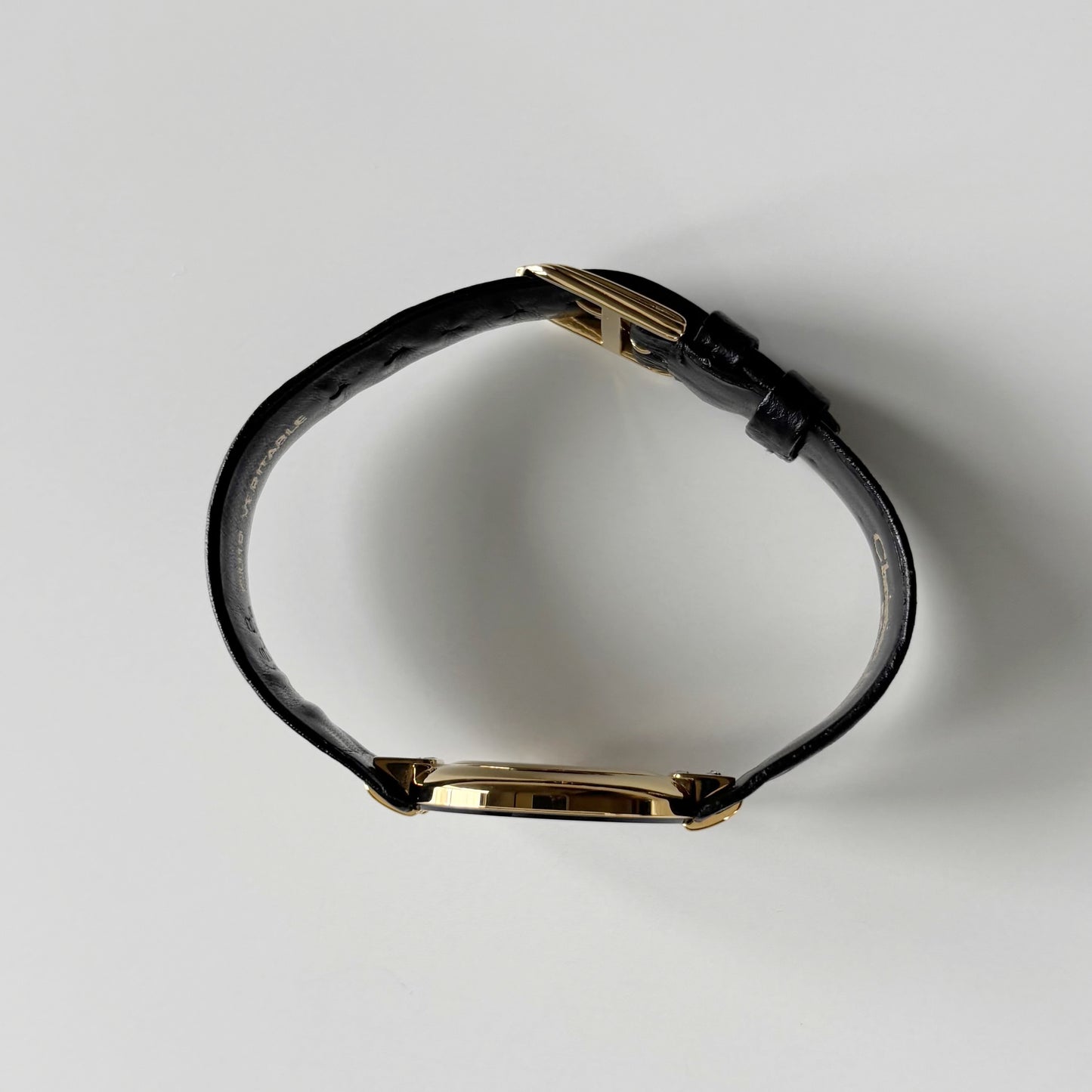 Dior 1990s Black Round Dial Gold Plated Watch (Large)