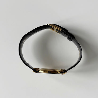Dior 1990s Black Round Dial Gold Plated Watch (Large)