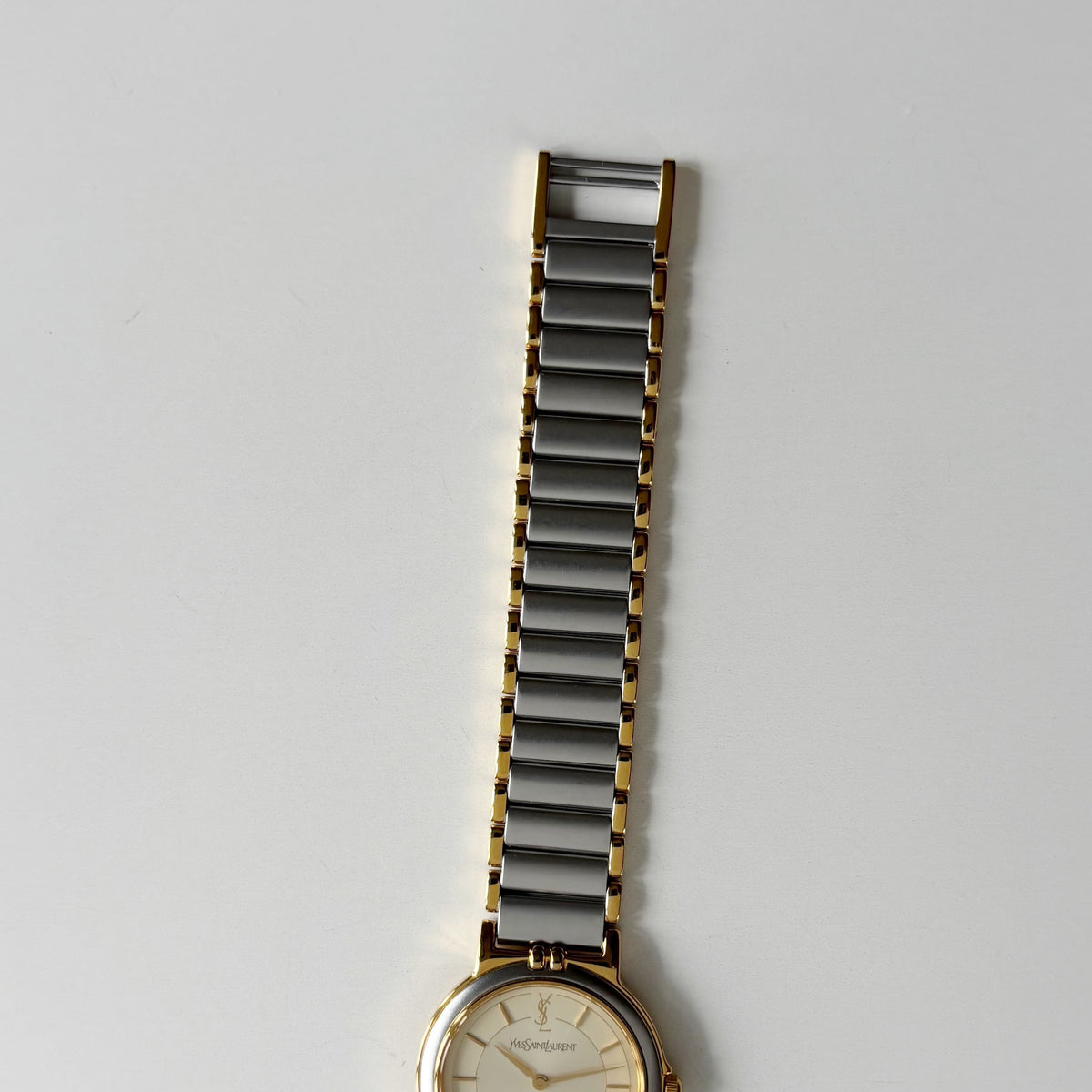 Yves Saint Laurent 1990s Round Dial Two Tone Gold Plated Watch