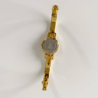 Givenchy 1990s Black Dial Gold Plated Bangle Watch