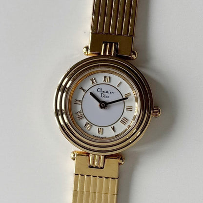 Dior 1990s Round Dial Gold Plated Watch