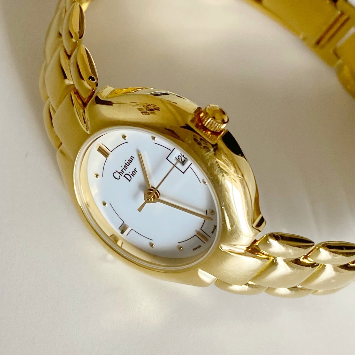 Dior 1990s Round Dial Gold Plated Watch