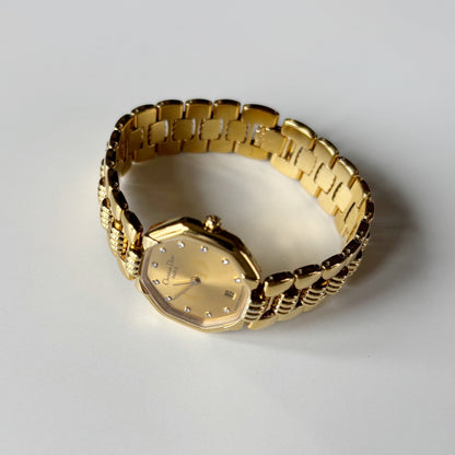 Dior 1990s Octagon Gold Plated Watch