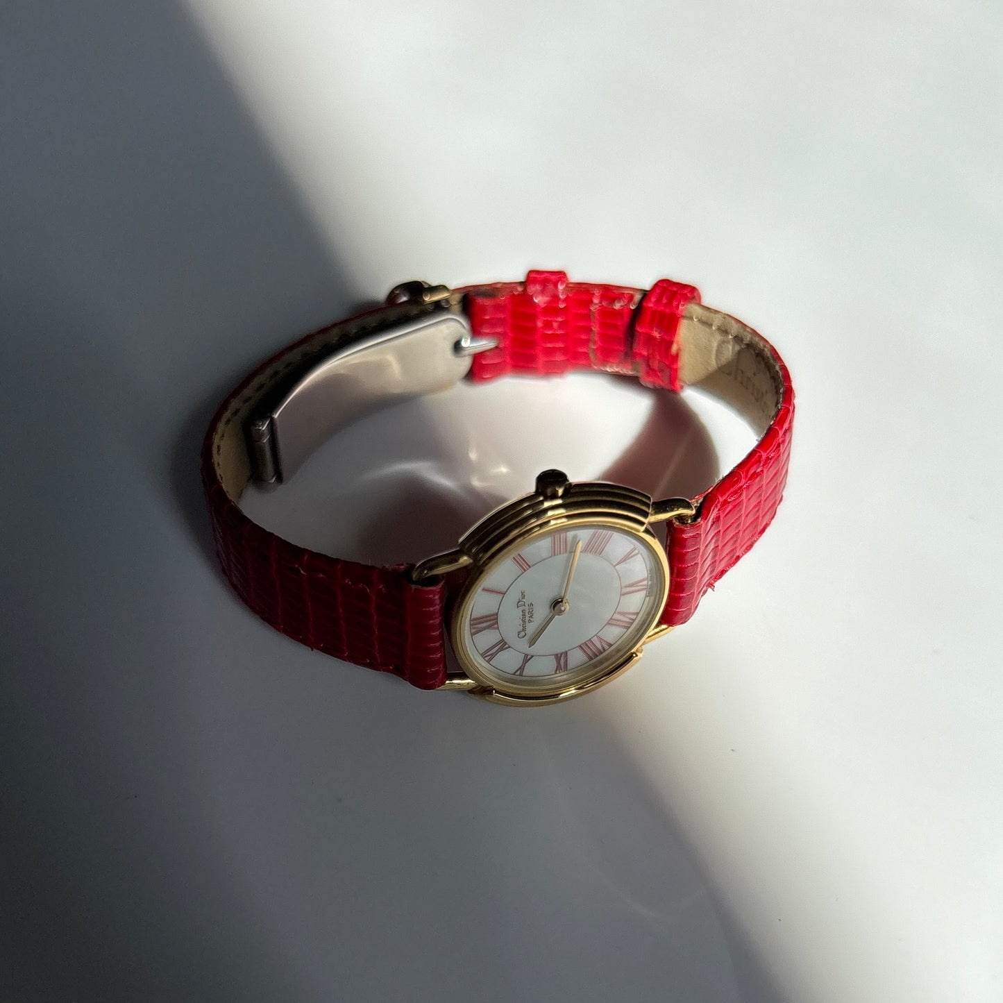 Dior 1990s Seashell Dial Gold Plated Watch