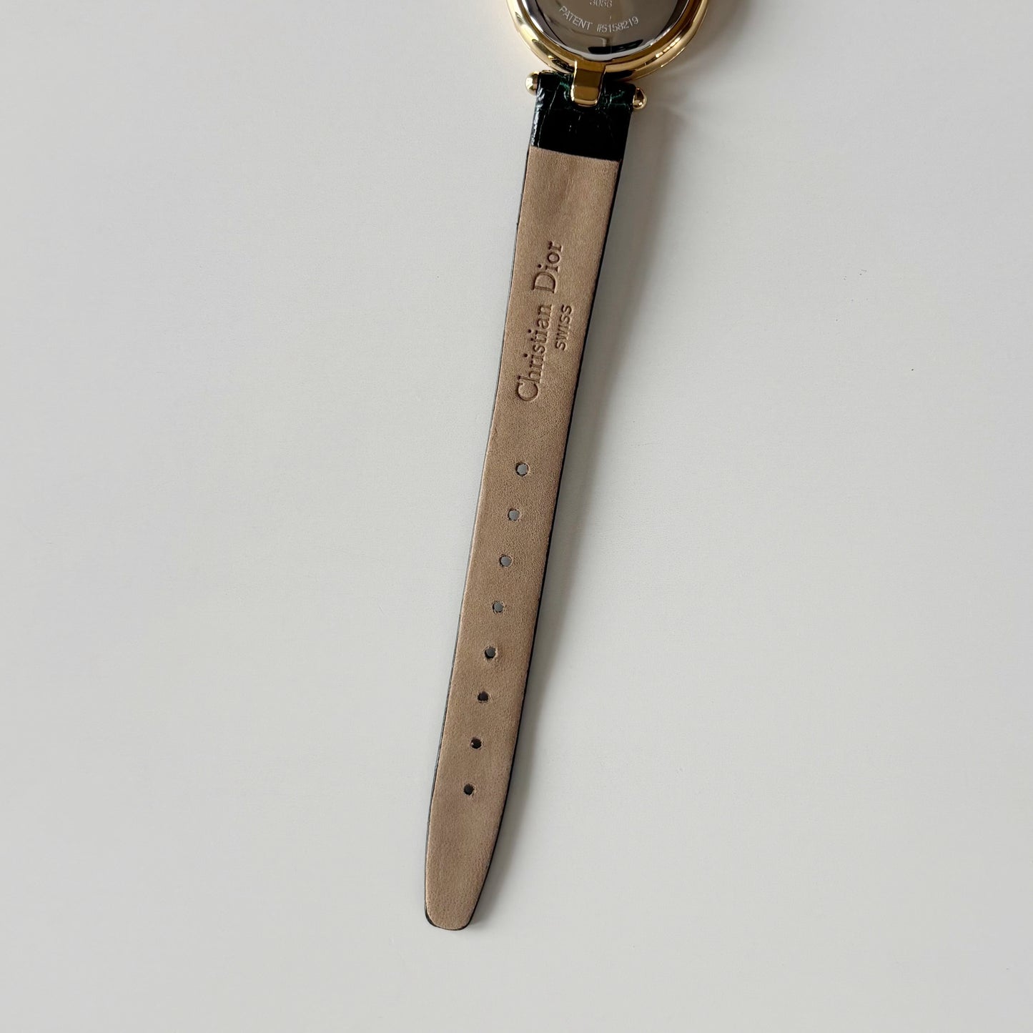 Dior 1990s Round Dial Interchangeable strap Gold Plated Watch with 3 straps, case