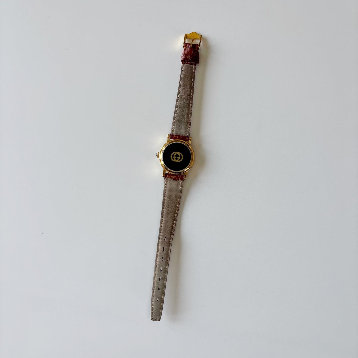 Gucci 1990s Date Round Dial Gold Plated Watch