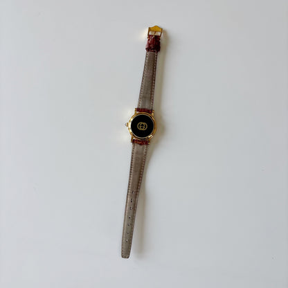 Gucci 1990s Date Round Dial Gold Plated Watch