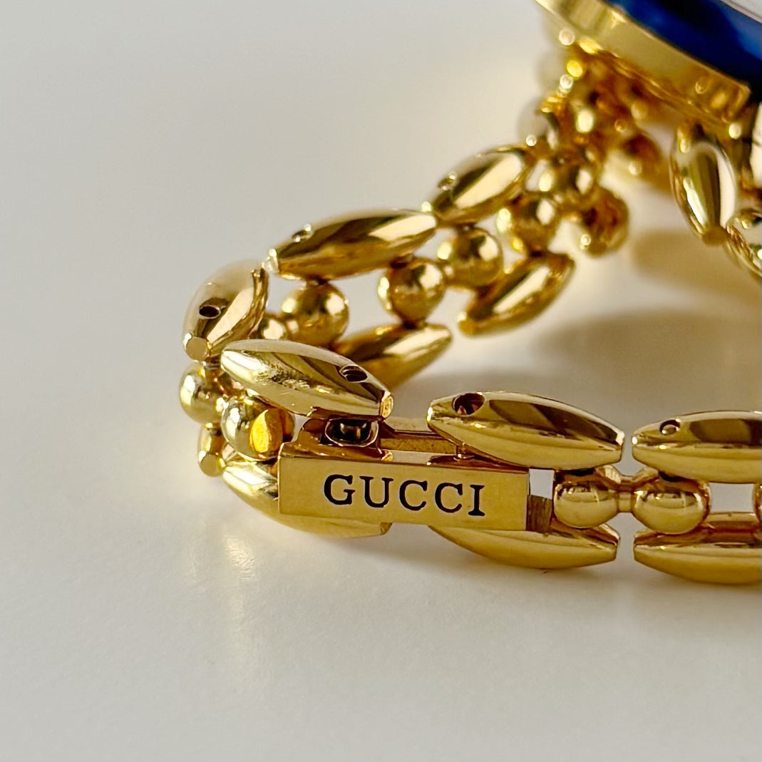 Gucci 1990s Interchangeable Bezel Gold Plated Watch with 6 bezels, case (160mm)