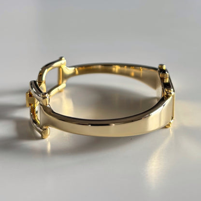 Gucci 1990s  Gold Dial Gold Plated Bangle Watch