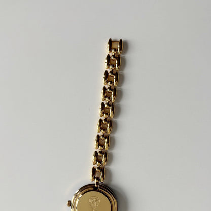 Gucci 1990s Interchangeable Bezel Gold Plated Rice Chain Watch with 6 bezels, case (170mm)