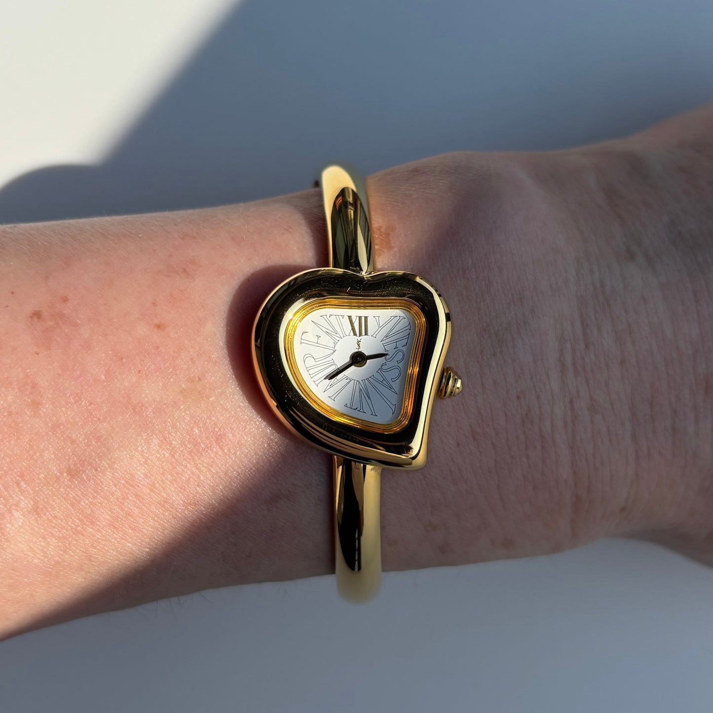 Yves Saint Laurent 1990s Heart Shaped Dial Gold Plated Watch