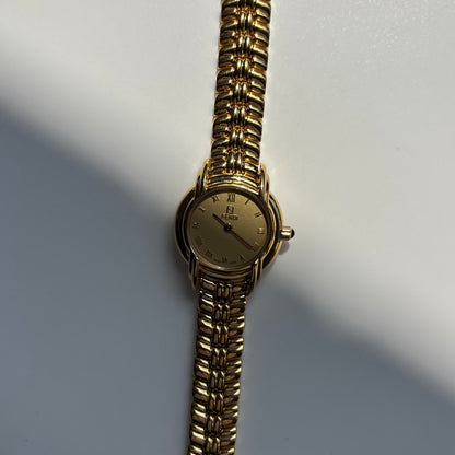 Fendi 1990s Round Dial Gold Plated Watch