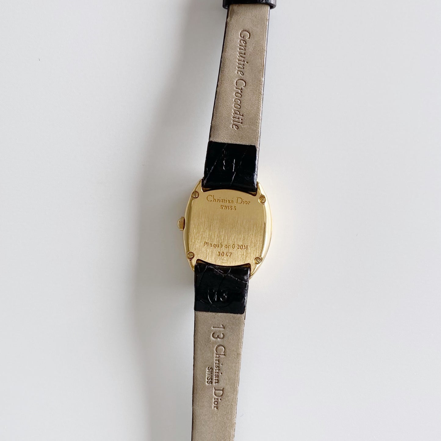 Dior 1990s Baignoire Gold Plated Leather Watch