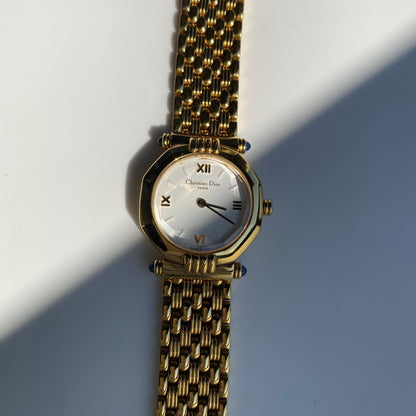Dior 1990s Octagon Gold Plated Watch
