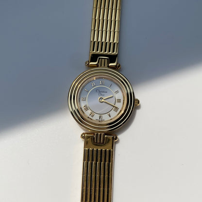 Dior 1990s Round Dial Gold Plated Watch