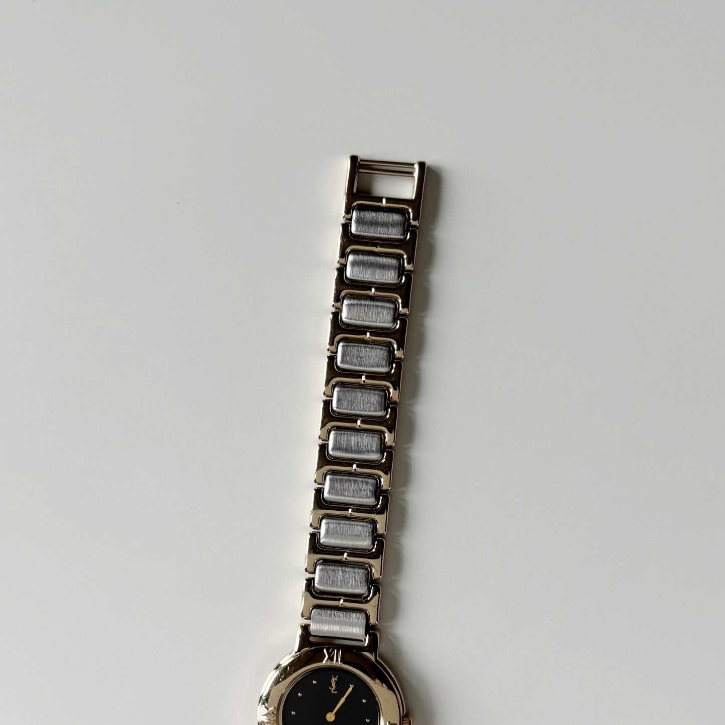 Yves Saint Laurent 1990s Black Dial Two Tone Watch