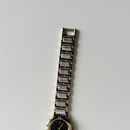 Yves Saint Laurent 1990s Black Dial Two Tone Watch