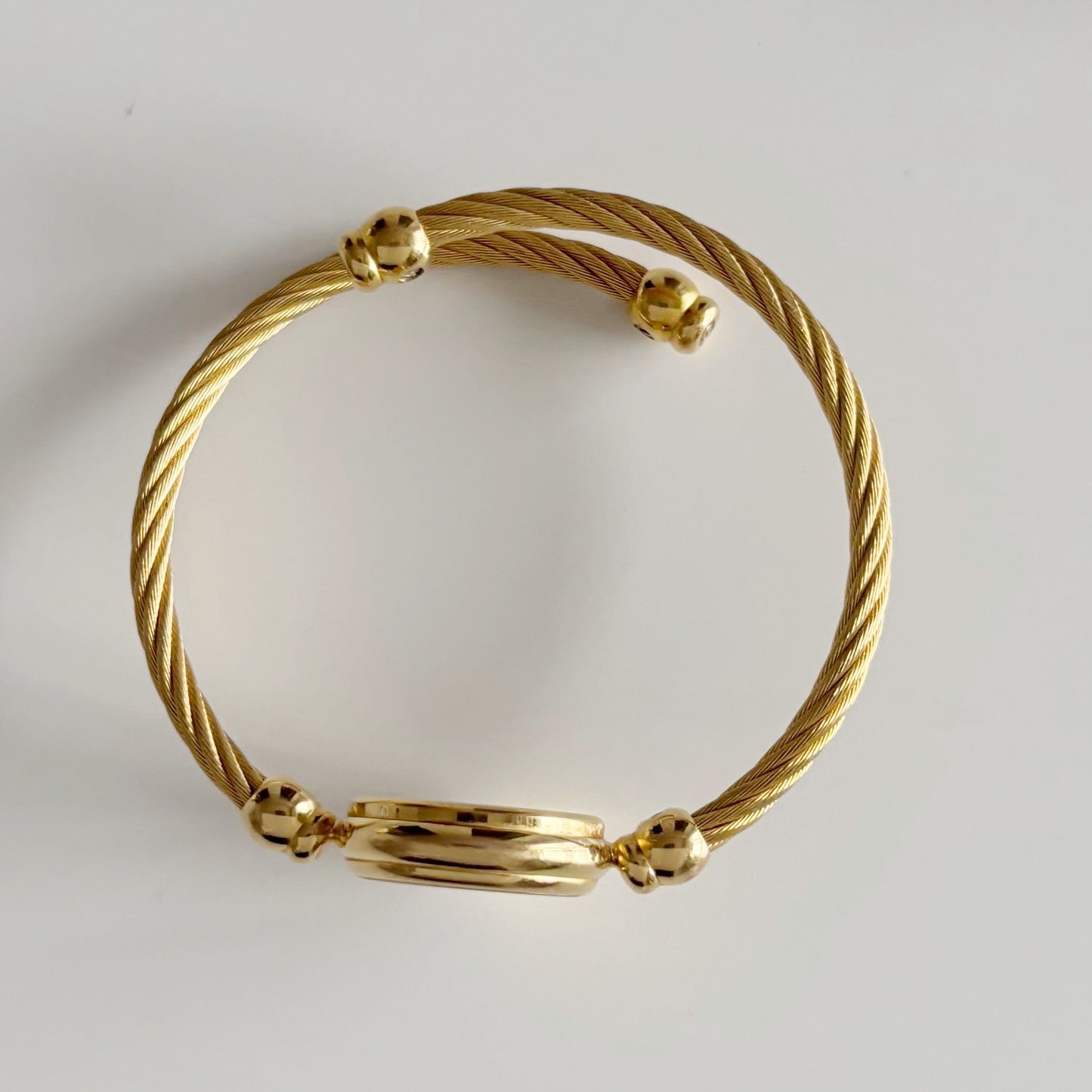 Gucci 1990s Black Dial Gold Plated Cable Bangle Watch