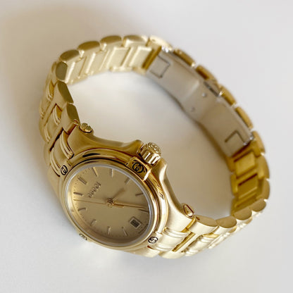 Gucci 1990s Date Gold Plated Watch