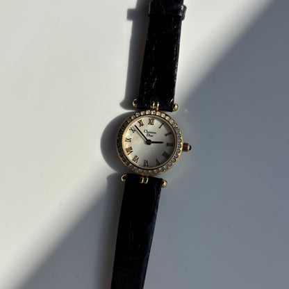 Dior 1990s Seashell Round Dial Gold Plated Watch