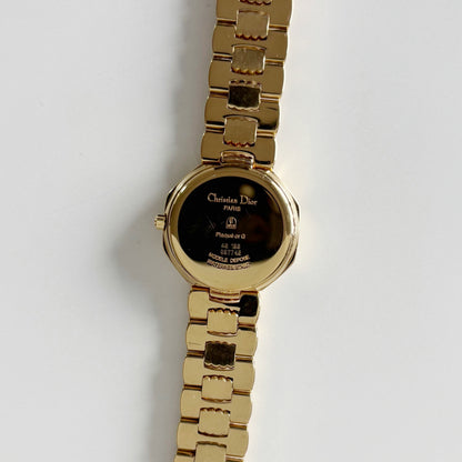 Dior 1990s Octagon Gold Dial Gold Plated Watch