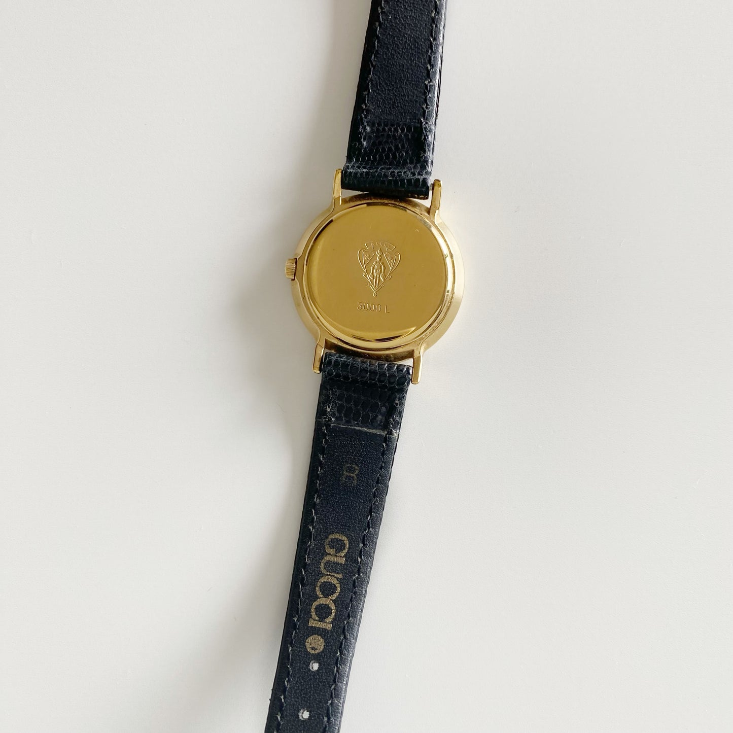 Gucci 1990s Black Dial Gold Plated Watch