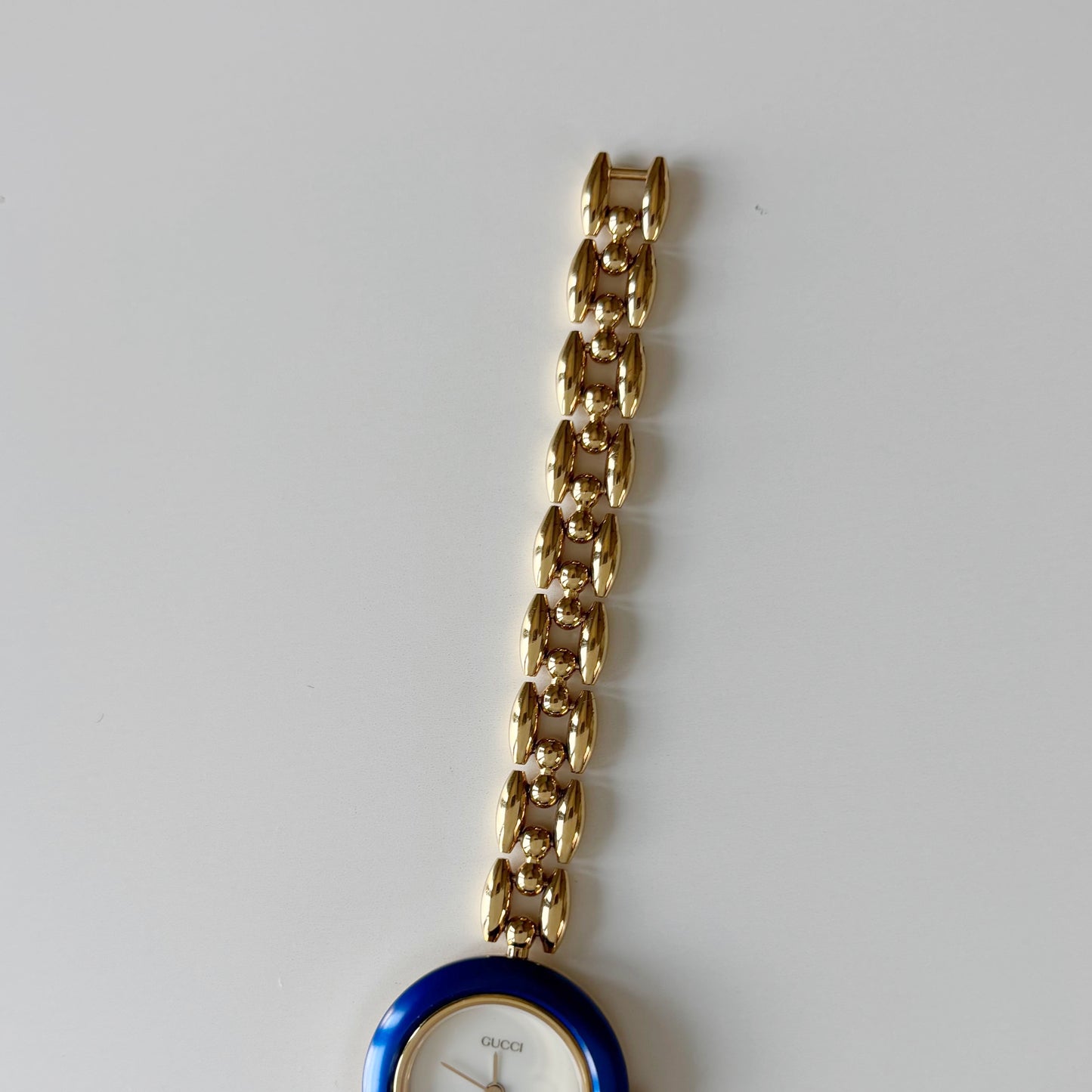 Gucci 1990s Interchangeable Bezel Gold Plated Rice Chain Watch with 6 bezels, case (165mm)