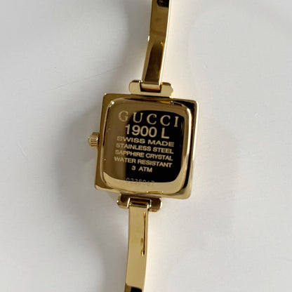Gucci 1990s Square Dial Gold Plated Bangle Watch (Small)