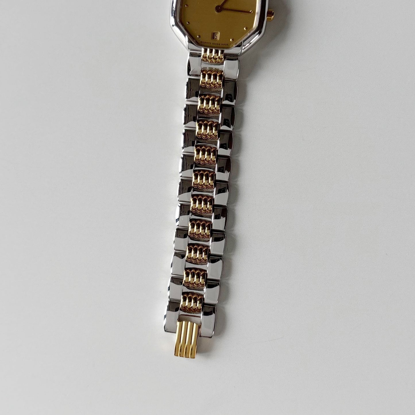 Dior 1990s Octagon Dial Two Tone Gold Plated Watch