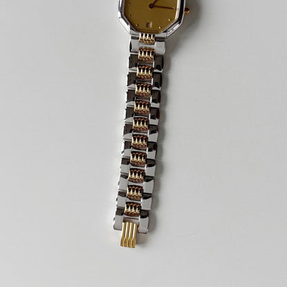 Dior 1990s Octagon Dial Two Tone Gold Plated Watch